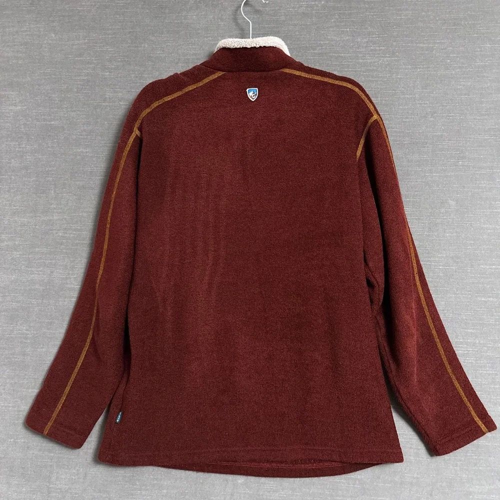 Kuhl Pullover Sweater M Red Brown Sherpa‎ Outdoor Hiking Warm Quarter Zip Casual